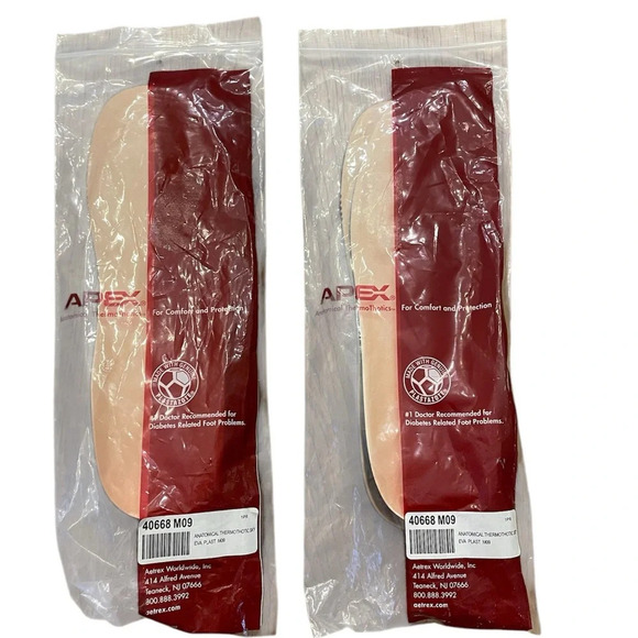 New APEX Anatomical Thermothotic 40668-M09 Diabetic Shoes Insoles Insert Mens 9 - Picture 1 of 6